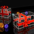 Sparkling Transparent Gift Boxes With Red Bows And Colorful Lighted Decorative Balls