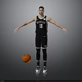 Man Wearing Brooklyn Nets Number 10 Black Jersey Standing with Arms Outstretched and Basketball