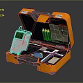 Orange Open Toolkit Case With Digital Display Devices Probes And Cables 3d model