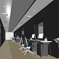 Hospital Outpatient Clinic Corridor With Sky Ceiling And Computer Workstations