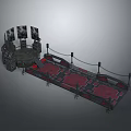 Professional Wrestling Ring Setup With Red Entrance Ramp Ropes And Screens
