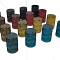 Industrial Equipment Featuring Various Colored Oil Drums for Storage Applications