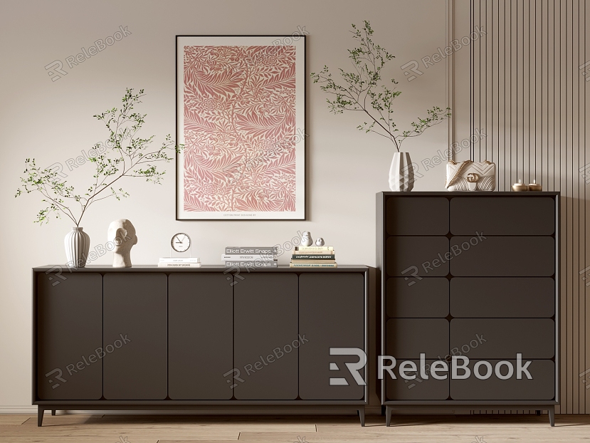 Modern Black Cabinet Whole Cabinet Sideboard Cabinet Balcony Cabinet Storage Cabinet Entrance Cabinet model