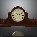 Vintage Red Wooden Mantel Clock With Roman Numeral Dial And Decorative Base