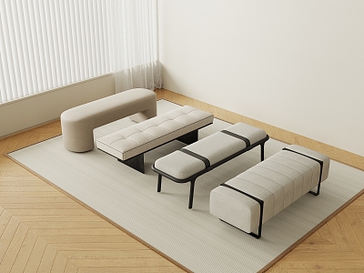 Modern Wood Old Wood Table Solid Wood Stool Plank Wood Column 3d model