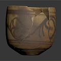 Traditional Handcrafted Carved Ceramic Pot With Intricate Patterns And Chipped Rim