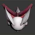 Cute White Rabbit Character With Pink Ears Red Eye Patterns Bell Ribbon And Drum Decoration