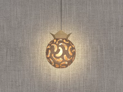 Modern Hollow Spherical Chandelier With Wooden Frame And Warm Illuminating Light Glow 3d model