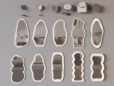 Decorative Modern Mirrors With Various Unique Shapes For Home Interior Design 3d model