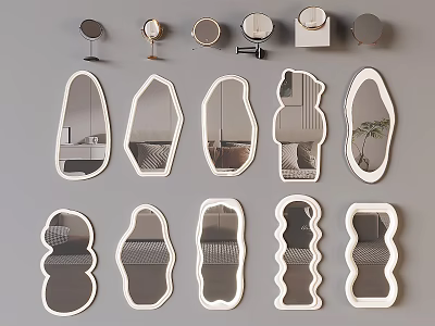 Cream Style Dressing Mirror Makeup Mirror Special-shaped Decorative Mirror Floor Full-length Mirror 3d model