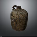 Artisanal Ceramic Jar Featuring Textured Surface Rustic Brown Orange Color And Curved Handle