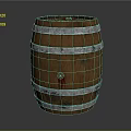Rustic Wooden Barrel With Metal Hoops Wood Grain And Red Stain