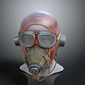 Vintage Pilot Helmet With Leather Goggles Breathing Mask And Straps