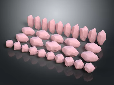 Pink Polygonal Stone Blocks In Various Sizes And Shapes For Decorative Projects 3d model