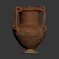 Sculpted Red Terracotta Vase with Two Handles and Hand Carved Details