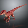 Realistic Red Velociraptor Dinosaur 3D Render In Walking Pose With Detailed Texture 3d model