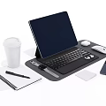 Portable Tablet Setup With Keyboard Mouse Notebook Coffee Cup And Smartphone 3d model
