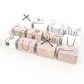 Handcrafted Carved Cubes With Intricate Lines And Light Brown White Patterns