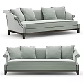 Modern Classic Light Green Fabric Multi-seat Sofa with Armrests Dark Wooden Legs and Comfortable Cushions