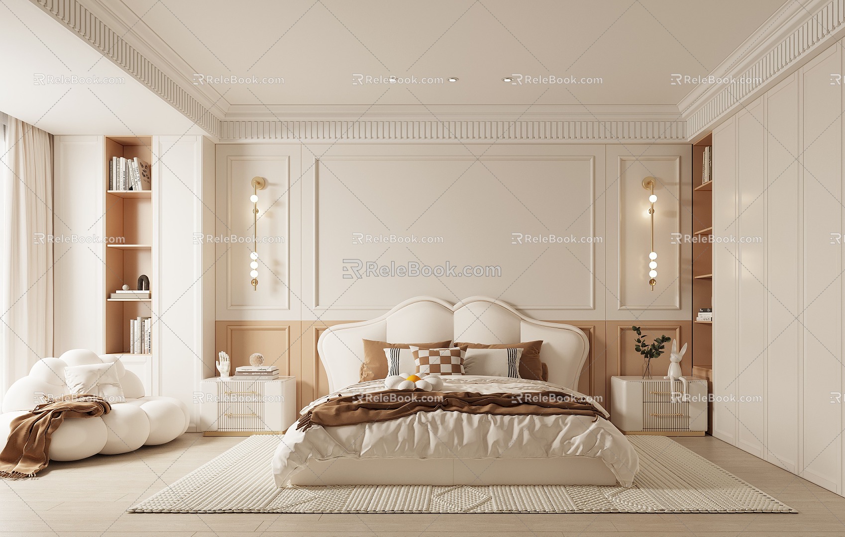 French Bedroom Cream Home Bedroom 3d model