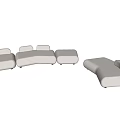 Light Beige Minimalist Sectional Sofa With Modular Pieces And Upholstered Fabric 3d model
