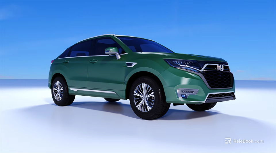 Modern Green Honda SUV With Sleek Body Design Front Grille And Wheels 3d model 