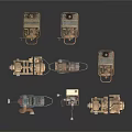 Various Vintage Industrial Mechanical Machinery Collection With Classic Engines And Pumps
