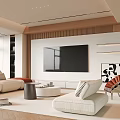 Modern Minimalist Living Room With Large Windows Light Sofas And TV Wall 3d model