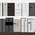 Various Design Refrigerators and Freezers in Black Silver White Colors on