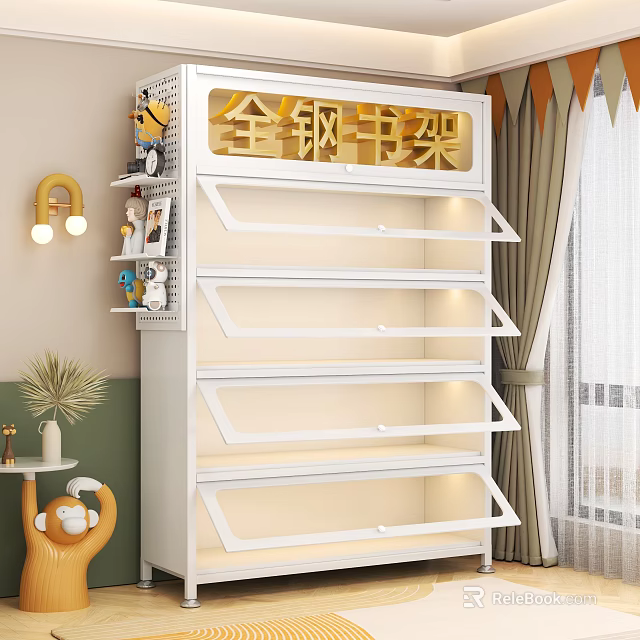 Modern All Steel Lockers Design With Multiple Shelves And Interior Lighting 3d model 