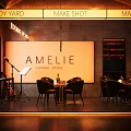 AMELIE Cocktail Whiskey Bar With Live Music Stage Tables Chairs And Warm Lighting