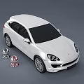 White SUV Car With Silver And Red Helmets Parked Beside It