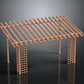 Modern Wooden Pergola Structure With Horizontal Roof Beams And Lattice Side Columns