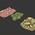 Natural Stone and Wood Decorative Pieces with Rustic Texture and Arrangement