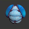 Glossy Blue Metallic Beetle Close Up View With Symmetrical Segmented Carapace