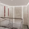 Modern Staircase Interior With Black White Steps Marble Walls And Handrail