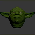 Green Fictional Creature Character Head With Large Ears And Detailed Facial Features