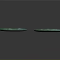 Two Green Notched Circular Artifacts With Blue Green Surface Patterns