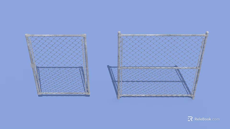 Durable Metal Chain Link Fence Double Panel Safety Barrier Design Structure 3d model