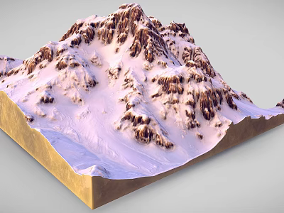 Garden Landscape Design With Snowy Mountain Rocky Surface And Snow Covered Details 3d model