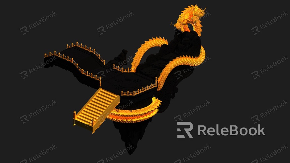 Mythical Dragon Scene Flying Dragon in the Sky model