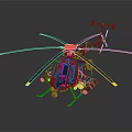 Military Style Helicopter With Multi Rotors Yellow Tipped Blades And Cockpit Details