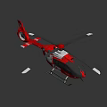 Red Rescue Helicopter Featuring White Cross Symbol On Black Rotors And Red Fuselage
