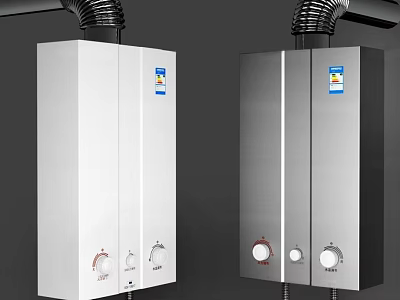 Wall Mounted White And Silver Water Heaters With Control Knobs For Household Use 3d model