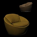 Modern Round Single Sofa Interior Design Featuring Yellow And Beige Upholstered Seats 3d model