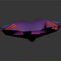 Futuristic Purple Orange Blue Spaceship With Sleek Structure For Cosmic Exploration