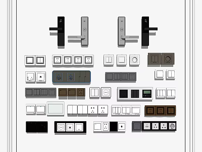 Modern Switch Panels with Various Colors Different Styles and Functional Designs 3d model