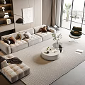 Modern sofa coffee table combination 3d model