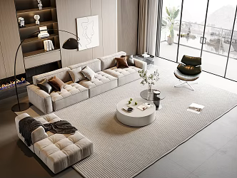 Modern sofa coffee table combination 3d model