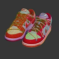 Red and White Low Top Sneakers with Red Laces Branded Tongue and White Soles